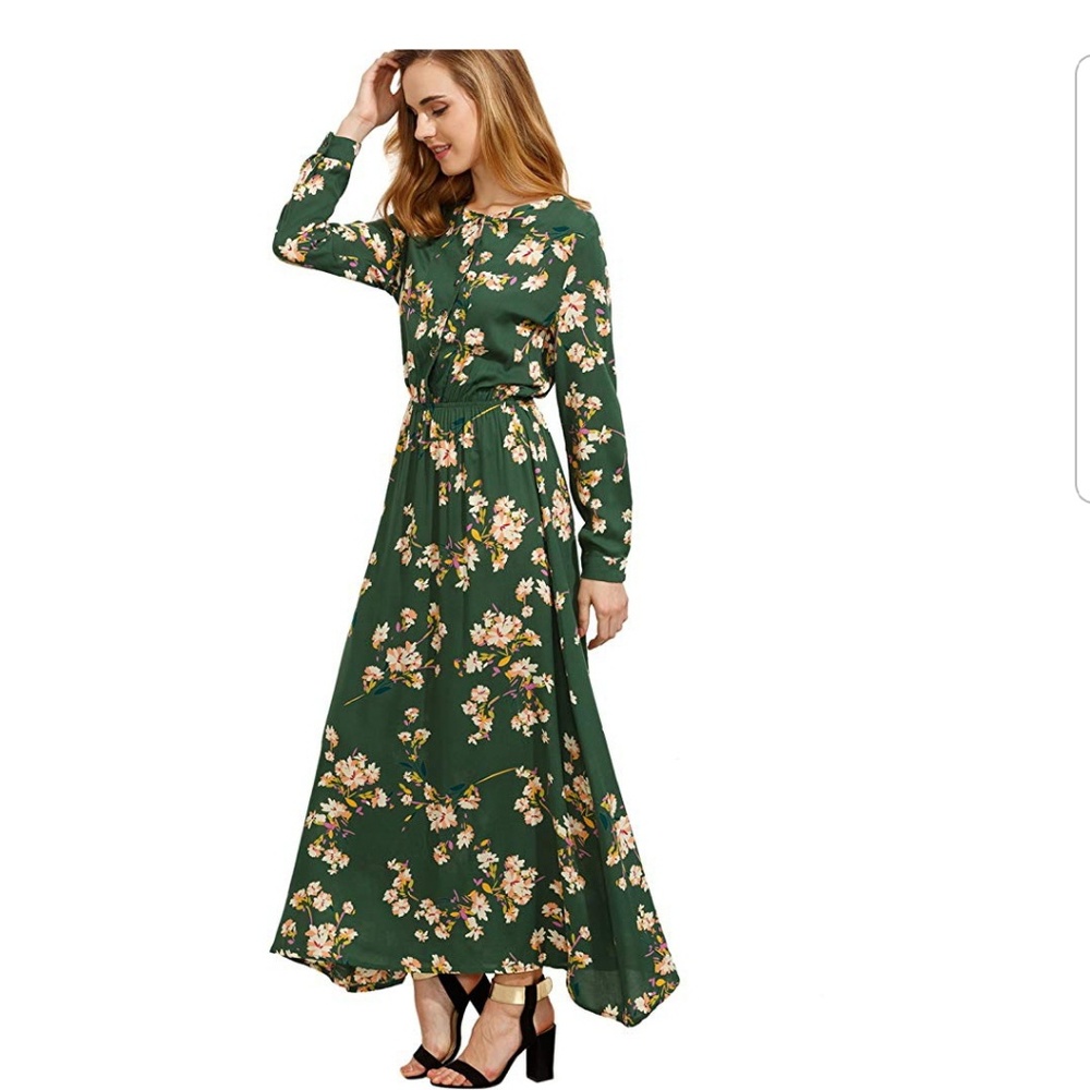 Green floral maxi dress size s NWOT